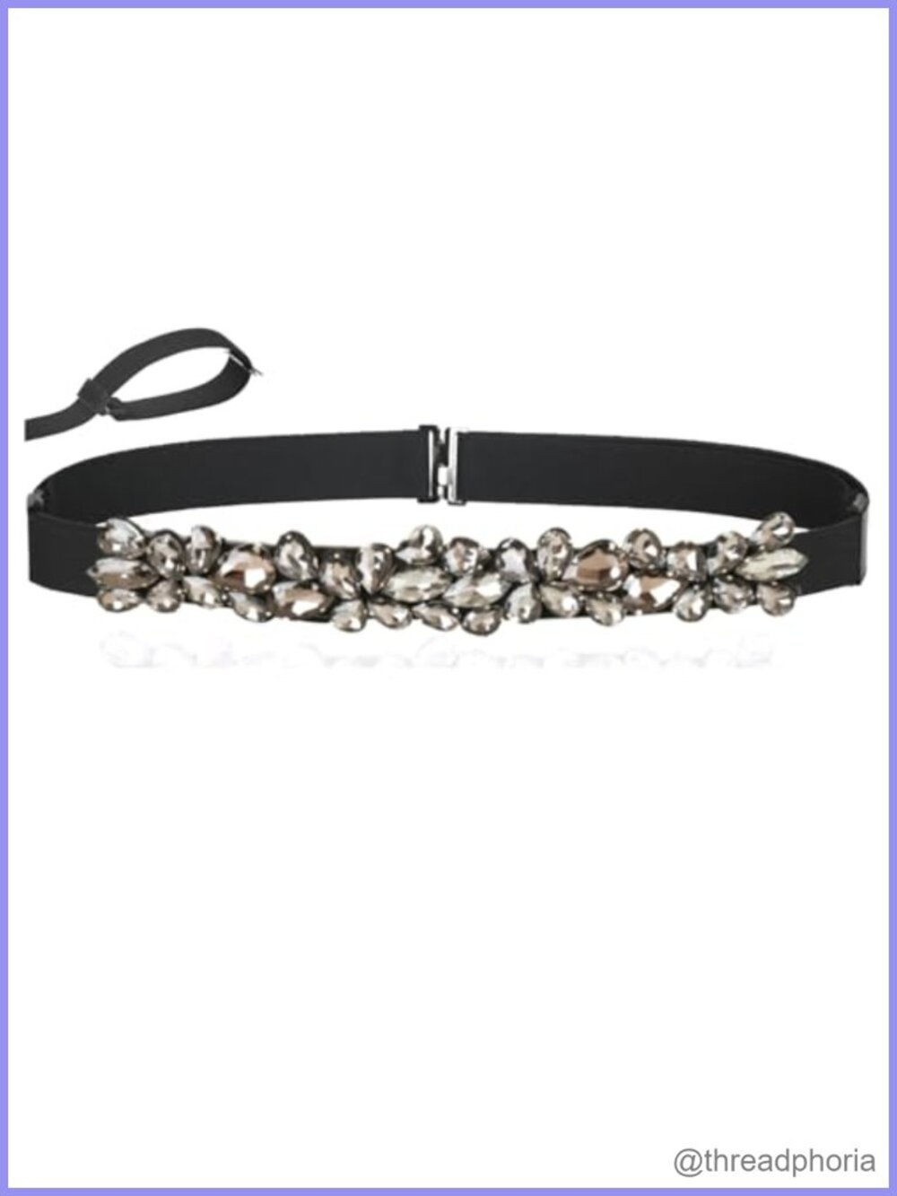 Rhinestone Elastic Waist Belt Adjustable Stretchy Thin Dress Belt